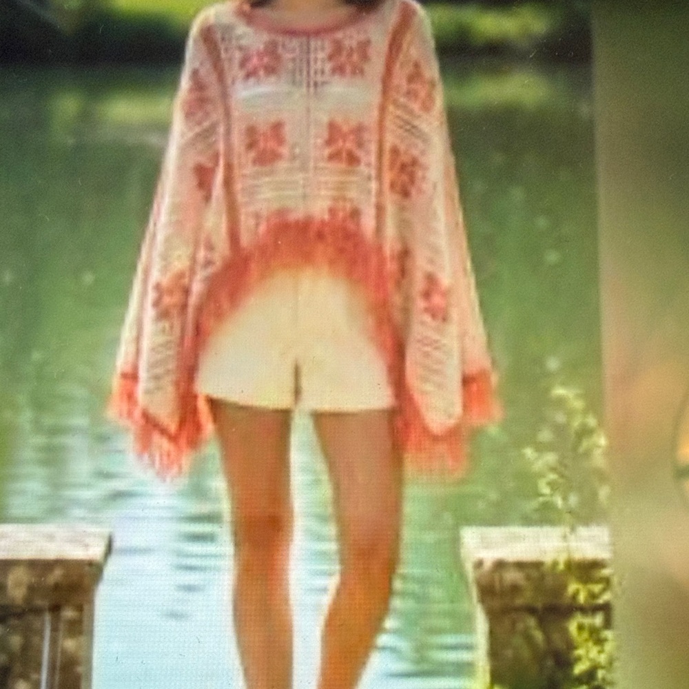 House of Harlow 1960 Pink Bows and Cream Crochet Fringe Sweater - Picture 6 of 7